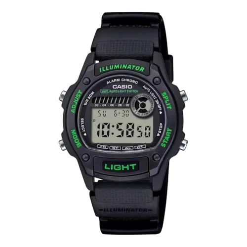 CASIO Quarzuhr Alarm-Chrono für Jugendliche - Sportliche Armbanduhr mit umfangreichen Funktionen, ideal für aktive Jugendliche. Wasserdicht bis 5 bar und mit grüner LED-Hintergrundbeleuchtung für optimale Lesbarkeit.