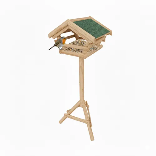 Relaxdays Vogelhaus Vogelfutterhaus aus Tannenholz – Natur - Tierhäuser: Freistehendes Vogelfutterhaus aus Tannenholz mit wetterfestem Dach, ideal für die ganzjährige Fütterung heimischer Vögel und eine lehrreiche Beobachtungsmöglichkeit für die ganze Familie.