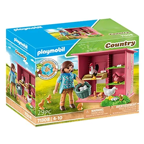 PLAYMOBIL Country Hühner mit Küken Hühnerhaus - 29-teiliges Spielset für kreativen Spielspaß ab 4 Jahren, ideal für kleine Bauernhof-Abenteuer