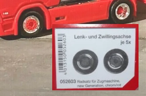 Herpa 052603 Lenk und Zwillingsreifen Zugmaschine Chrom rot Umbau Eigenbau 1:87