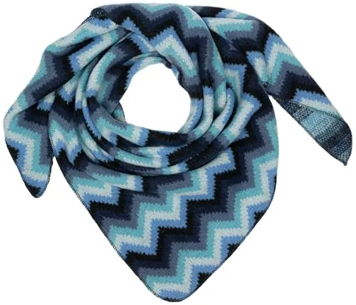 Caspar SC527 warmer Damen Dreieckschal mehrfarbig mit Zick-Zack Muster, Farbe:blau, Mode Größe:One Size