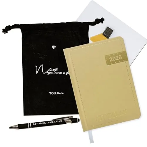 TOBJA Taschenkalender 2026 A6 Denim + Zubehör Set von TOBJA