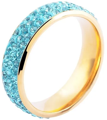 AKZENT Fingerring Elva aus Edelstahl, Simili, goldfarbig/blau, Gr. 52 - 62 (Einzeln), Damen Ring