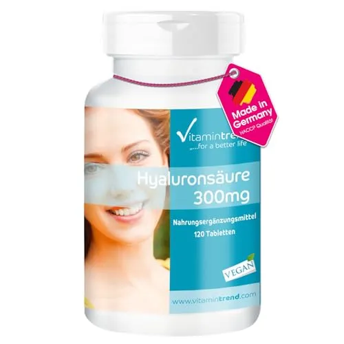 Hyaluronsäure Tabletten 300mg - 120 Tabletten - vegan - hochdosierte Hyaluronsäure | Vitamintrend®