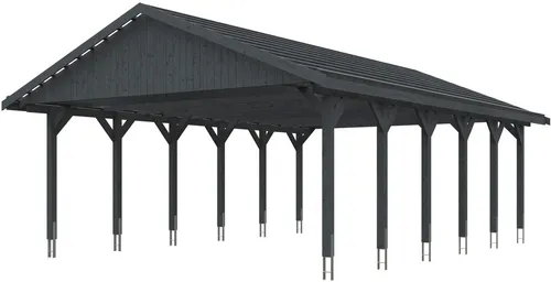 Doppelcarport SKAN HOLZ Wallgau – Stabil und stilvoll - Gartenhäuser, Geräteschuppen & Carports – Robuster Doppelcarport mit Satteldach, ideal für den Schutz Ihrer Fahrzeuge und Gartenutensilien.