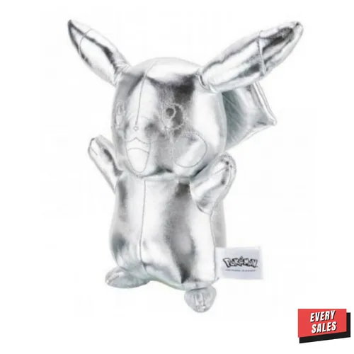 Pokémon 25. Jubiläum Select Plüschfigur Silber Version Pikachu 30 cm Neu