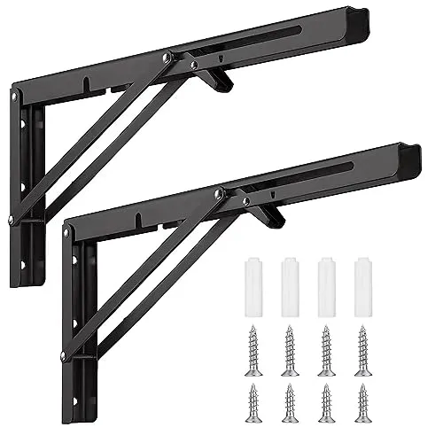 Nutabevr 400 mm Schwerlast Klappkonsole, 2 Stück Klappregalhalterungen,Metall Klappwinkel Tischhalter,Wandregal Regalunterstützung Klammer für DIY Halterung,Haus Küche Klapptisch