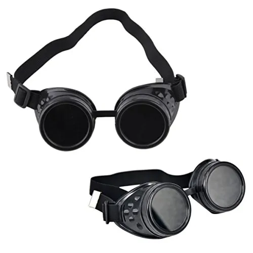 OFKPO Steampunk Sonnenbrillen,Vintage Goggles Brille Motorradbrille Cosplay Brille(Schwarz)