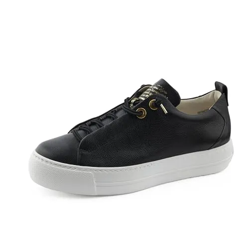 Paul Green Plateau Schnürschuhe Damen 38362D35303137 Schwarz 37 EU - Sneaker für Damen in Schwarz, gefertigt aus hochwertigem Glattleder. Mit elastischen Senkeln für einfachen Einstieg und super softem Komfort - ideal für Alltag und Freizeit!