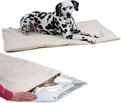 Knuffelwuff Thermodecke für Hunde, L 75 x 50 cm - Hundematten aus kuscheligem Lammfellimitat, kälteabweisend und wärmeisolierend, ideal für gemütliche Ruheplätze bei kaltem Wetter.