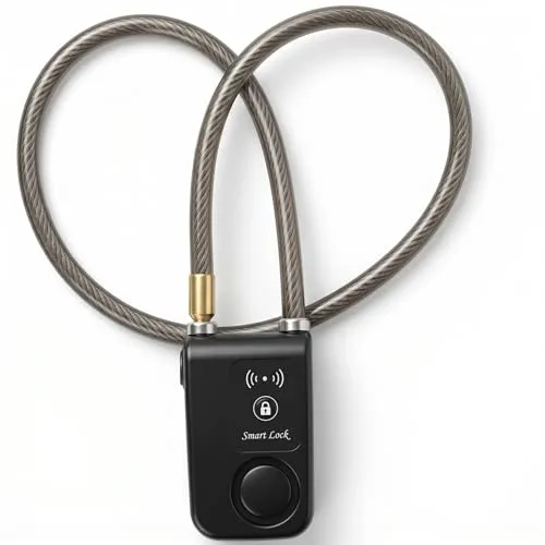 Fahrradschloss, APP-Steuerung Bluetooth Lock Anti-Diebstahl-Alarm Kettenschloss mit 105 dB Alarm für iOS und Android-System, für Fahrrad, Motorrad (Schwarz)