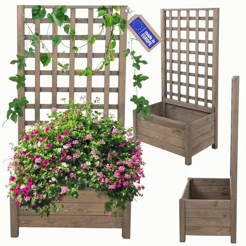 Modo24 Blumenkasten aus Kiefernholz, wetterfester Pflanzkübel für Garten und Terrasse