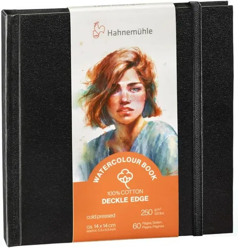 Hahnemühle Watercolour Book Deckle Edge, Aquarellbuch mit handgerissenen Rändern - Aquarellbuch mit 30 Blatt aus 100% Baumwolle und 250 g/m², ideal für lebendige Farben und kreative Nassmaltechniken. Perfekt für Künstler, die Qualität und Individualität schätzen.