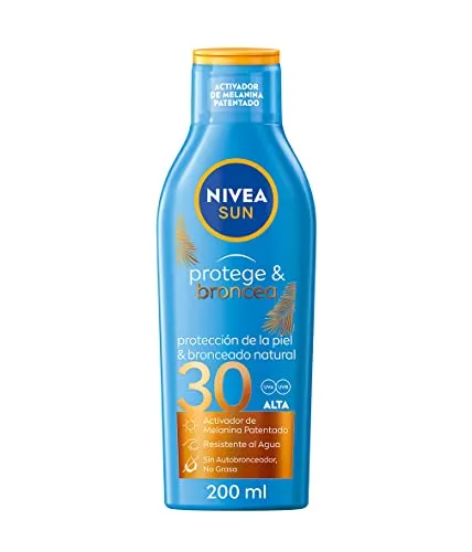 Nivea Sonnenmilch Protege & Broncea SPF 30 - 200 ml - Sonnenschutzmittel mit SPF 30, bietet effektiven Schutz vor Sonnenstrahlen und hilft beim Bräunen der Haut.
