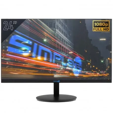 Simpletek 24 Zoll Full HD Monitor Integrierte IPS-Panel WLED | VESA 75 x 75 mm HDMI VGA Audio-in 3,5 mm | Büro zu Hause Schule
