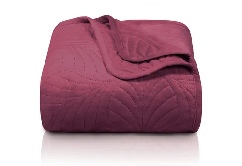 Gräfenstayn Premium Tagesdecke mit Blatt-Design - Elegante Tagesdecke in Bordeaux mit nahtloser Steppung, ideal für stilvolle Akzente im Wohnraum. Maße: 170 cm x 210 cm, aus 100% Polyester gefertigt.