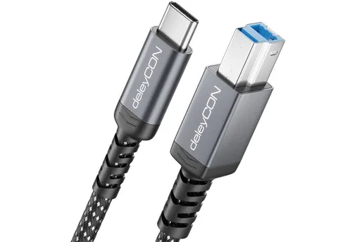 deleyCON 0,5m USB3.0 Druckerkabel Scannerkabel Datenkabel USB-C zu USB-B USB-Kabel