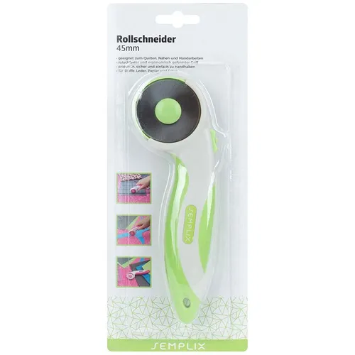 Semplix Rollschneider Maxi Soft Griff 45 mm/ grün 1a Qualität Patchwork Quilten