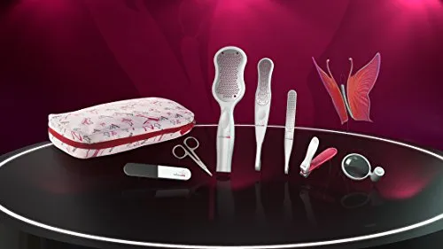 Genius Maniküre-Set Pediküre-Set Beauty-Set weiß Valoo:me 7tlg. - Pflege für Hände & Füße - 7-teiliges Set mit innovativen Mikro-Klingen für optimale Hornhautentfernung und perfekte Nagelpflege.