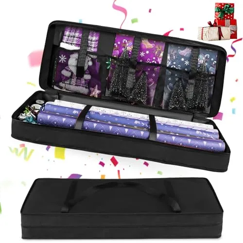 Geschenkpapier Aufbewahrung: 82x34x13cm Wasserdicht 600D Oxford Aufbewahrungstasche für Geschenkpapier, Geschenkpapier Organizer mit Fächern, Aufbewahrung Geschenkpapierrollen, für Geschenkbänder