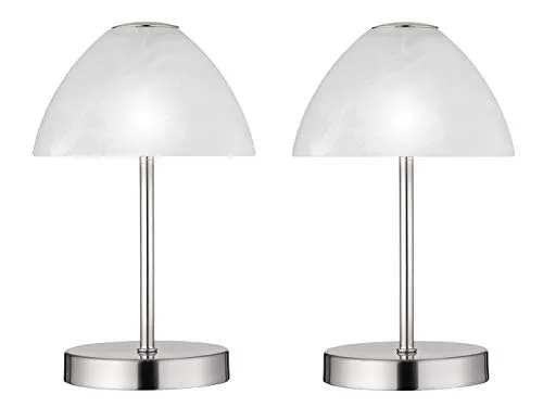 meineWunschleuchte 2er Set klassische LED Tischleuchte Silber touch dimmbar Höhe 24cm