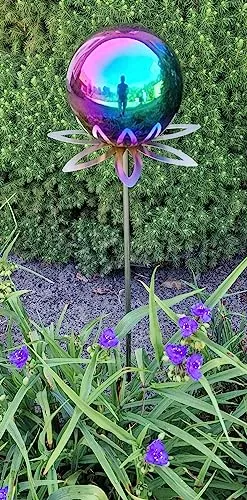 Jürgen Bocker Garten-Ambiente Blütenzauber Paris Rosenkugel 15 cm - Elegante Edelstahl Gartenstecker mit 80 cm Stab, ideal für kreative Akzente in Ihrem Garten oder auf der Terrasse.