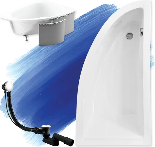 BADLAND Eckbadewanne Praktika RECHTS 150x70 mit gratis Acrylschürze