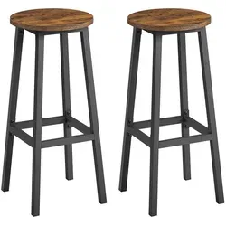 Barhocker, 2er Set, Barstühle, Küchenstühle mit Fußstütze 74cm
