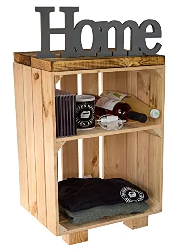 Kistenkolli Nachttisch Abstelltisch in Weiß/Natur - Stilvoller Nachttisch mit geflammtem Design, ideal als Beistelltisch. Maße ca. 30x40x55cm, stabil durch 4 Standbeine, perfekt für Ihre Einrichtung.