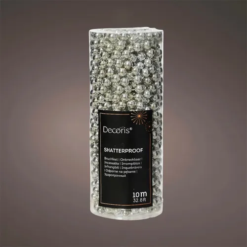 Decoris - Perlenkette Christbaum 10m Silber Bruchfest