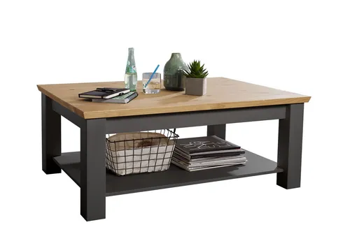 Woodroom Couchtisch Oslo – Massivholz Kiefer mit Ablagefläche - Stilvoller Couchtisch aus massiver Kiefer mit praktischer Ablagefläche. Wählen Sie zwischen dunkelgrau oder weiß gewachster Kiefer für einen modernen Look und eine stabile Basis.