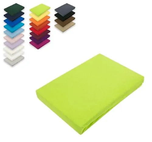 EXKLUSIV HEIMTEXTIL Topper Jersey Spannbettlaken 180 x 200 cm - Apfelgrün - Spannbetttuch aus 100% Baumwolle, Öko-Tex zertifiziert, pflegeleicht, mit Rundumgummizug für perfekten Sitz und faltenfreie Oberfläche. Ideal für Topper mit einer Steghöhe bis 12 cm.