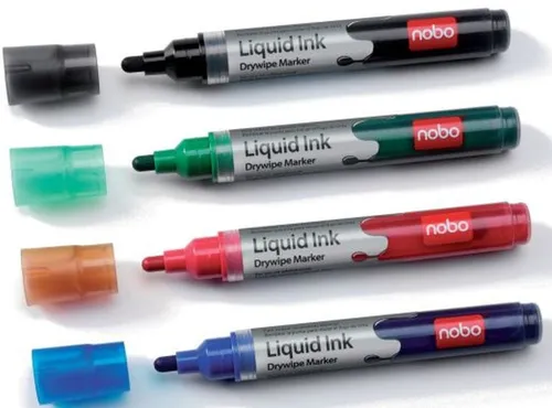 NOBO Whiteboard Marker Liquid Ink Boardmarker Rundspitze 4 Stück sortiert