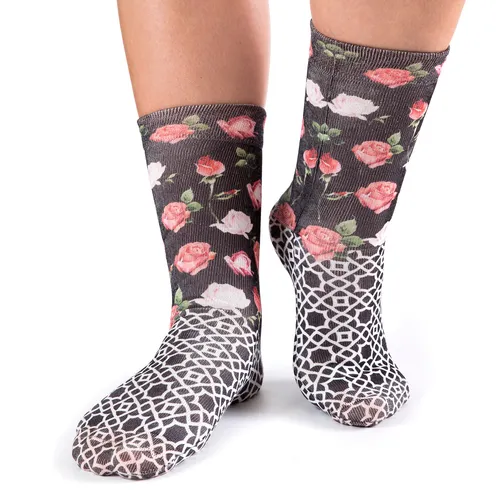 Damen WIGGLESTEPS Socken - ONE SIZE (Gr. 36/40) - Motiv: 01286 - Rosenblüten 3