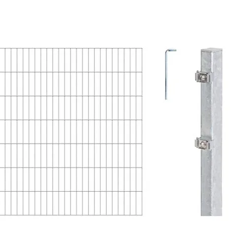 Alberts Doppelstabmatten Zaun 140 cm, 22 m Komplettset - Gartenzäune aus feuerverzinktem Stahl, langlebig und rostfrei. Ideal für eine sichere und preiswerte Einzäunung Ihres Grundstücks.