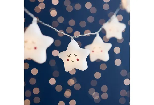 Lights4fun LED-Lichterkette 12er Lichterkette Sterne für Kinderzimmer Batteriebetrieb
