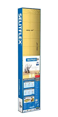 SELITFLEX 1,6 mm AquaStop - Verlegeunterlage für Parkett und Laminat - Dämmstoffe mit Feuchteschutz für optimale Heizwärme und Akustik, ideal für Fußbodenheizung und Etagenwohnungen. Einfach zu verlegen und druckstabil.
