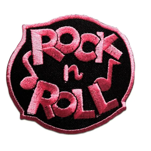 Aufnäher / Bügelbild - Rock N Roll - pink - 7,5 x 7 cm - Patches Aufbügeln