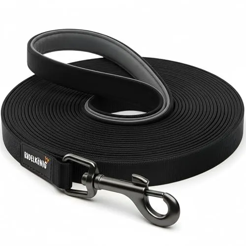 Rudelkönig Schleppleine 10m für Hunde in schwarz von Rudelkönig