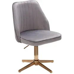 FineBuy Schreibtischstuhl 100 x 47 x 46 cm Grau - Bürostühle mit 360° Drehfunktion und weicher Samtpolsterung für hohen Sitzkomfort. Ideal für stilvolle Arbeitsplätze.