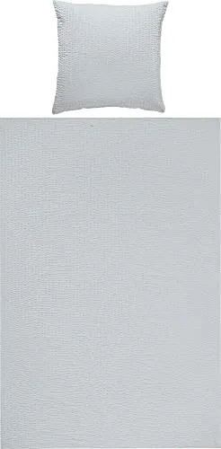 Produktbild REDBEST Bettwäsche Seersucker Uni Detroit Silber 80x80 cm / 135x200 cm