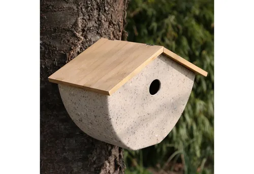 MARELIDA Vogelhaus Nistkasten aus Bambus, Beige - Tierhäuser - Stilvolles Vogelhaus aus robustem Bambus, ideal für Garten und Balkon. Bietet Vögeln eine Nistmöglichkeit oder Futterstelle, wetterfest und dekorativ.