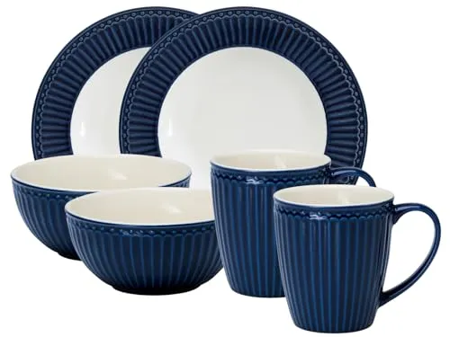 Greengate Alice Frühstücksset Dark Blue 6tlg in blau von GreenGate