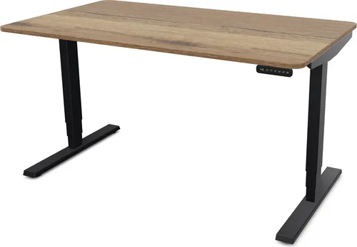 ASSMANN Elektrisch höhenverstellbarer Schreibtisch Y-Line Curved Eiche Tabak Schwarz, 120x70cm, Memoryfunktion, 2-fach-Motorik
