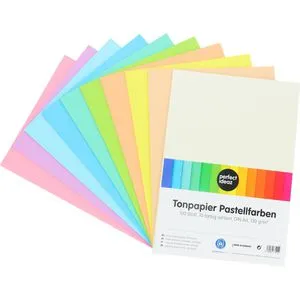 perfect-ideaz Tonpapier Pastell A4, 10 Farben sortiert, 130g/m², 100 Blatt