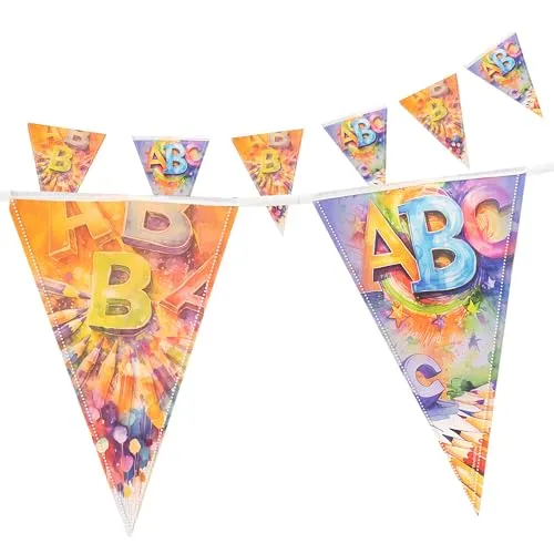 Party Factory Wimpelkette Back to School, 4-5 Meter, Bunt, Einschulung Deko, Girlande für Schulanfang