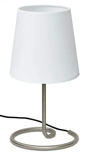 Trango 2018-05W Nachttischlampe *WHITE* Tischlampe mit Stoffschirm in Weiß inkl. 1x E14 Fassung Fensterbanklampe, Schreibtischlampe, Tischlampe L: 20cm – B: 10cm - H: 30cm ohne Leuchtmittel