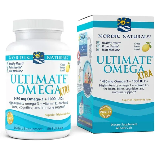 Nordic Naturals Ultimate Omega Xtra + D3 Zitrone, 60 Kapseln