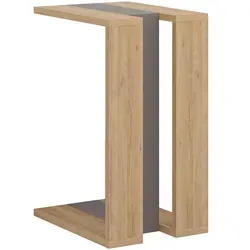 C Table für Wohnzimmer | Platzsparender Beistelltisch mit zwei Ablageebenen | 40 x 30 x 57 cm (Eiche, Helle Mokka) - Der C Table ist ideal für kleine Räume und lässt sich bequem unter Sofa oder Sessel schieben. Mit zwei Ablageebenen bietet er zusätzlichen Stauraum für Getränke und Bücher, perfekt für entspanntes Sitzen im Wohnzimmer.
