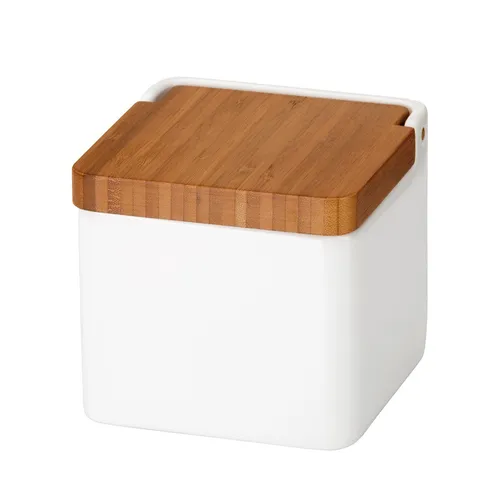Tescoma Zuckerdose Online 900884 mit Bambusdeckel - Küchenhelfer & Kochzubehör, elegante Zuckerdose aus Porzellan mit praktischem Klappdeckel, ideal für Zucker und mehr, leicht zu reinigen und modernes Design.